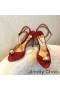 Jimmy Choo Σανδάλια Ελεφαντόδοντο Γυναικών Σουέτ Με Μαργαριτάρι Λεπτομέρεια Κόκκινο