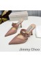 Jimmy Choo Magie 85 Μουλάρια Γυναικών Δέρματος Nappa Με C-Πόρπη Ροζ