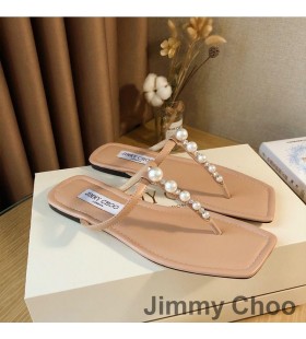 Jimmy Choo Alaina Διαφάνειες Γυναίκες Nappa Δέρμα Με Μαργαριτάρι Ροζ Εξωραϊσμό