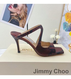 Jimmy Choo Γλυκάνισο 85 Τακούνια Διαφάνειες Γυναίκες Φίδι Burgundy Δέρματος