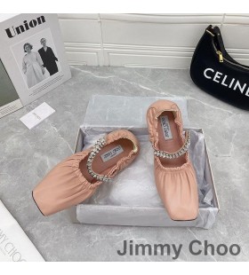 Jimmy Choo Gai Î•Ï€Î¯Ï€ÎµÎ´Î± Ballerina Î¤Ï‰Î½ Î“Ï…Î½Î±Î¹ÎºÏŽÎ½ Nappa ÎœÎµ Î¤Î¿ ÎšÏÏÏƒÏ„Î±Î»Î»Î¿-Î›Î¿Ï…ÏÎ¬ÎºÎ¹ Î¡Î¿Î¶