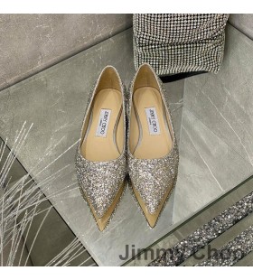 Jimmy Choo Love Διαμερίσματα Των Γυναικών Glitter Υποβαθμίσει Ύφασμα Γκρι
