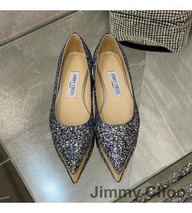 Jimmy Choo Love Διαμερίσματα Των Γυναικών Glitter Υποβαθμίσει Ύφασμα Γκρι/Μπλε