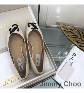 Jimmy Choo Love Διαμερίσματα Δέρματος Γυναικών Με το JC Έμβλημα Μπεζ