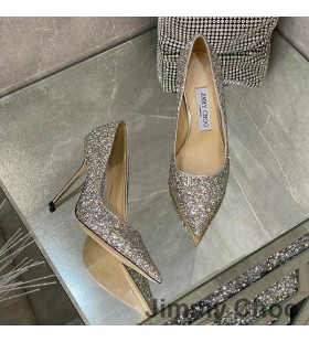 Jimmy Choo Love Αντλίες Γυναικών Glitter Υποβαθμίσει Ύφασμα Γκρι
