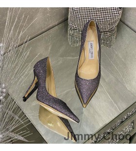 Jimmy Choo Love Αντλίες Γυναικών Glitter Υποβαθμίσει Ύφασμα Μωβ/Γκρι