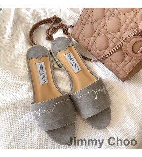 Jimmy Choo Minea Διαφάνειες Γυναικών Σουέτ Στολισμένη Με Κρύσταλλα Γκρι