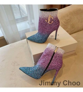 Jimmy Choo Μινόρι 105 Αστράγαλο Μποτάκια Γυναικών Glitter Υποβαθμίσει Με JC Έμβλημα Μωβ